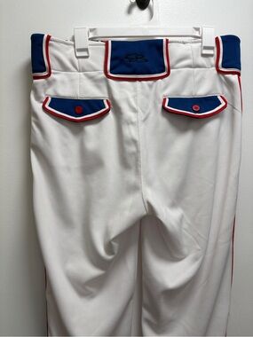 Boombah | White Athletic Baseball Pants with Navy & Red Trim